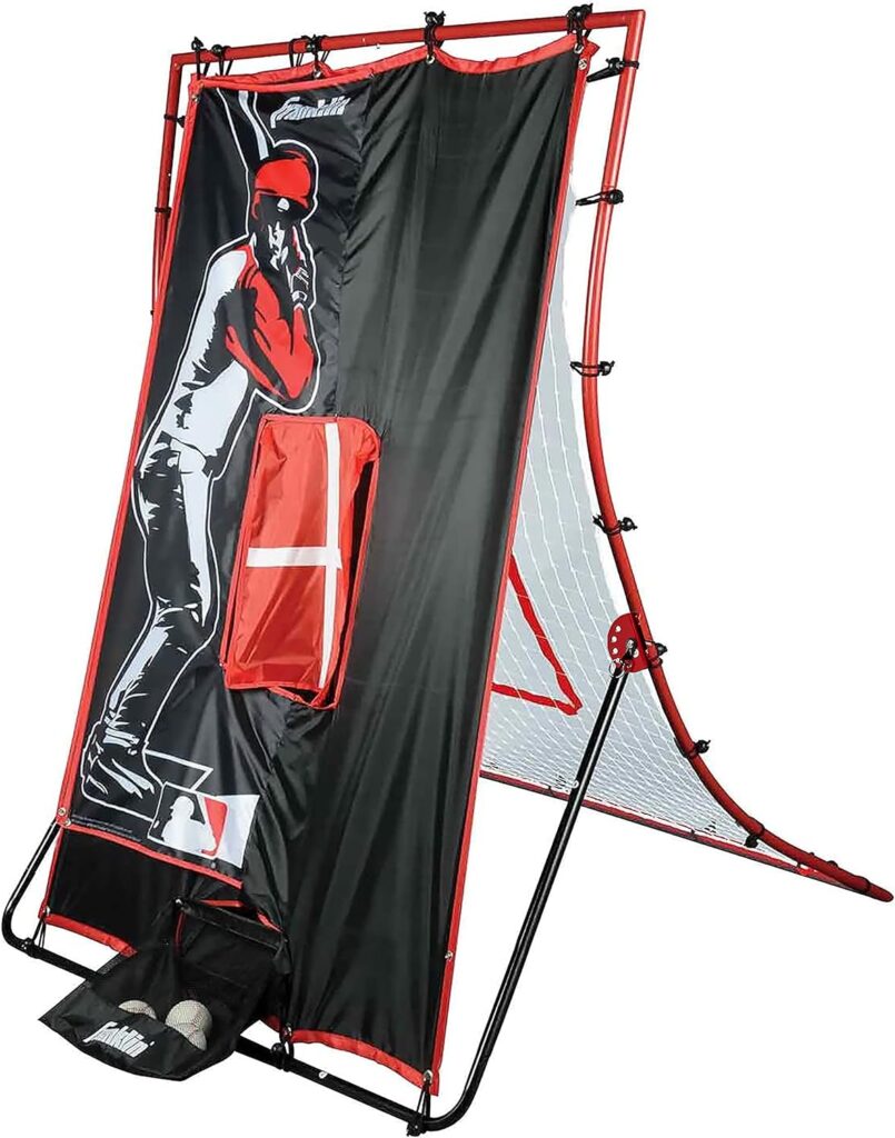 Best Baseball Rebounders -  Franklin Sports Unisex Youth Return Franklin Sports Baseball Pitching Target and Rebounder Net 2 in 1 Pitch Trainer Pitchback Net , Red, 68 x 44 US